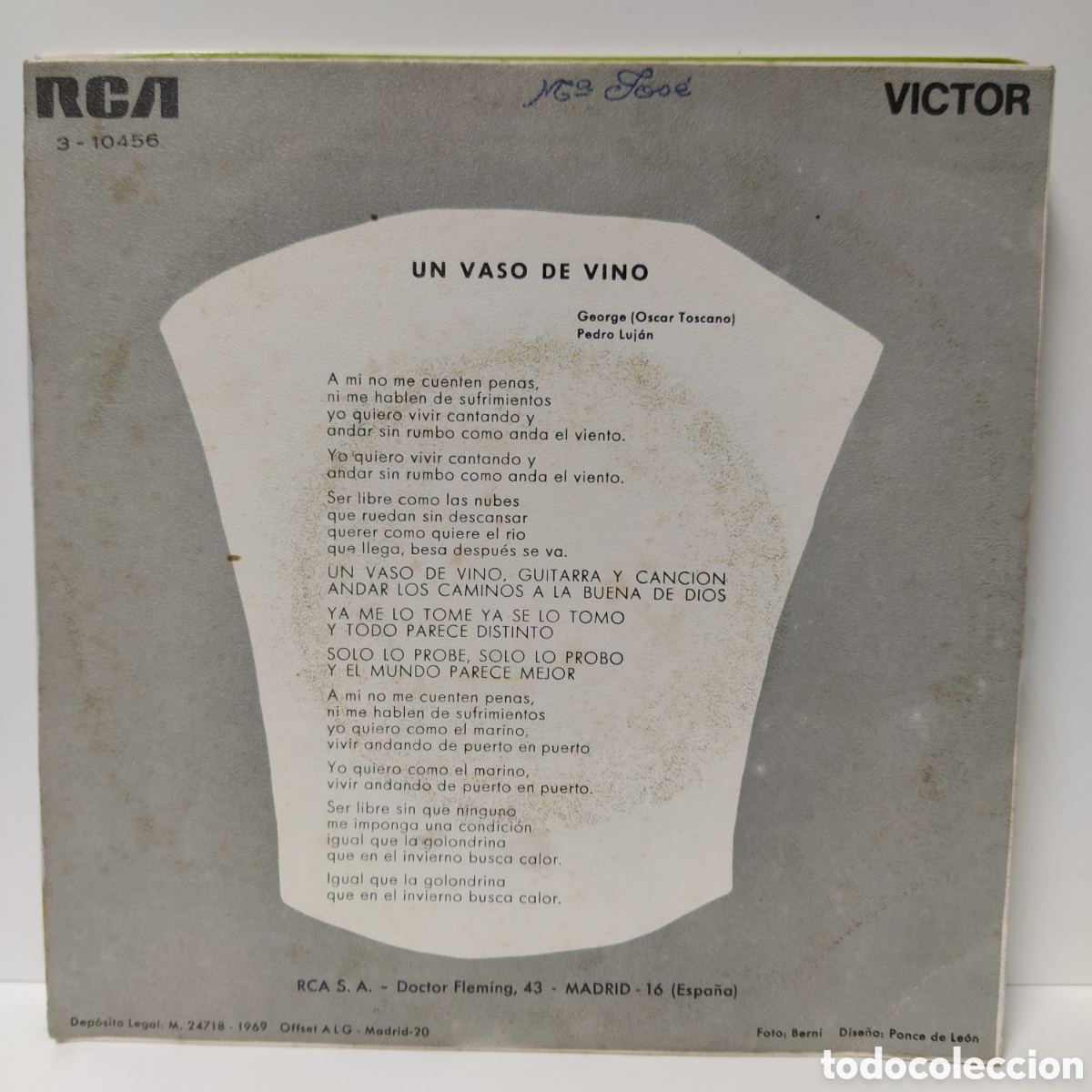 Discos de vinilo: Henry Stephen - Un Vaso De Vino / Stella (7&rdquo;, Single) - Foto 2
