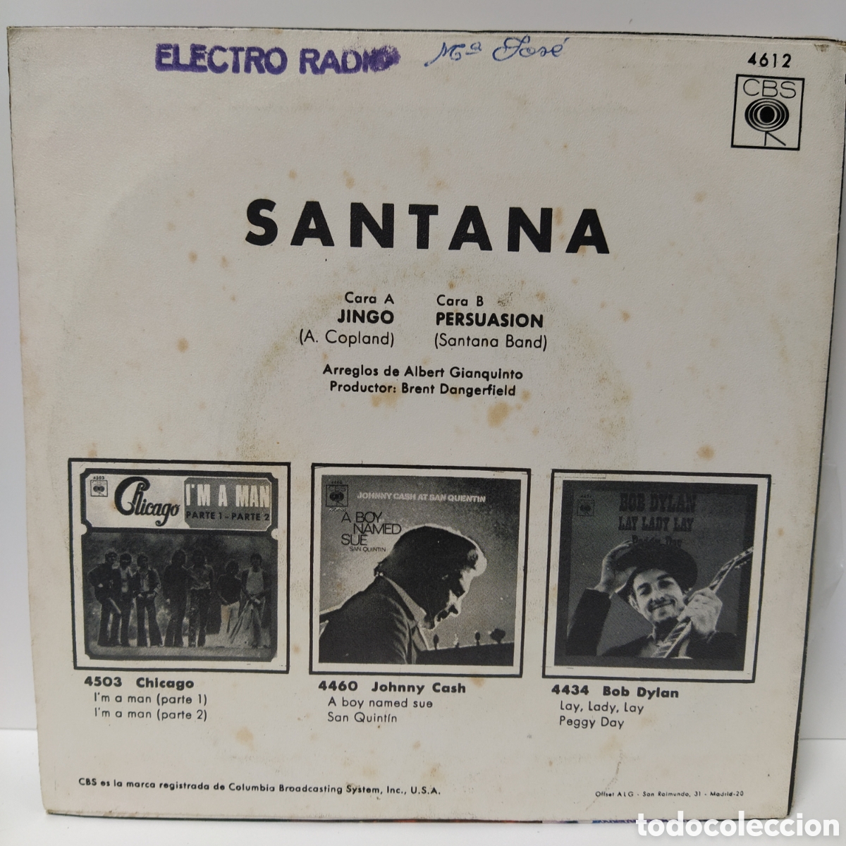 Discos de vinilo: Santana - Jingo (7&rdquo;, Single) - Foto 2