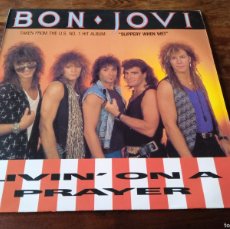 Discos de vinilo: BON JOVI - LIVIN' ON A PRAYER, WILD IN THE STREETS - MAXISINGLE ORIGINAL MERCURY POLYGRAM 1986
