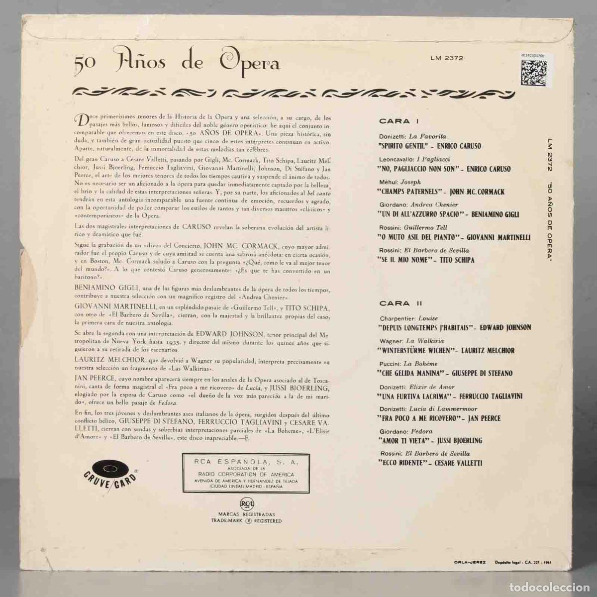Discos de vinilo: LP. 50 A&ntilde;os De Opera - Foto 2