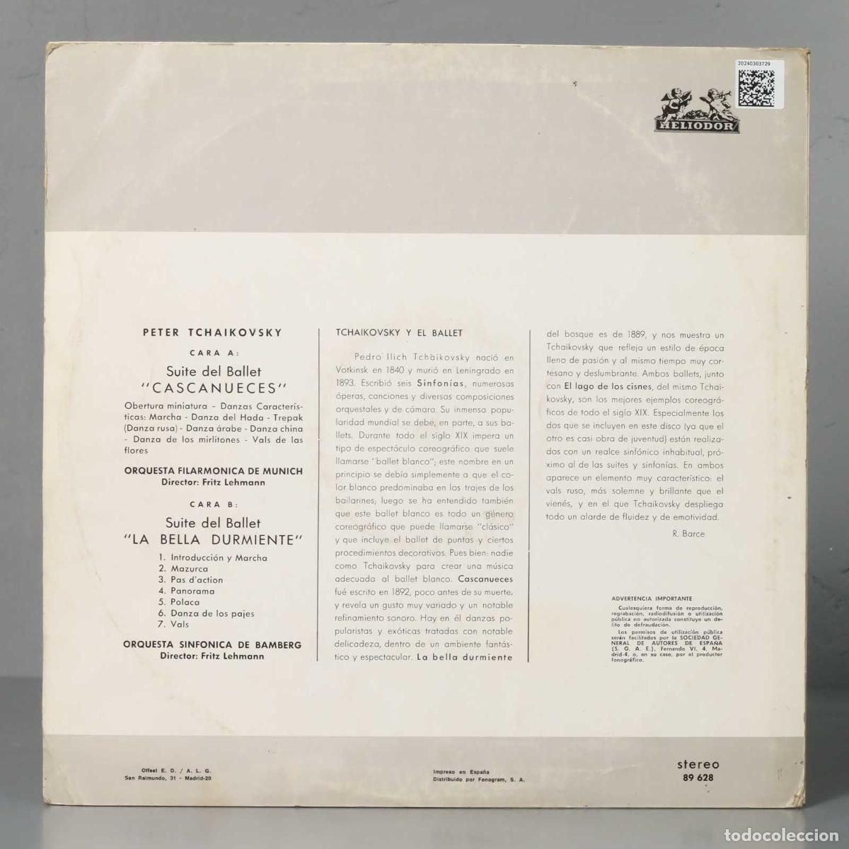 Discos de vinilo: LP. Tchaikovsky. EL CASCANUECES. BELLA DURMIENTE. LEHMANN - Foto 2