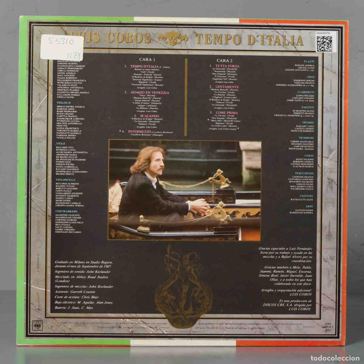 Discos de vinilo: LP. LUIS COBOS. TEMPO D &acute;ITALIA - Foto 2