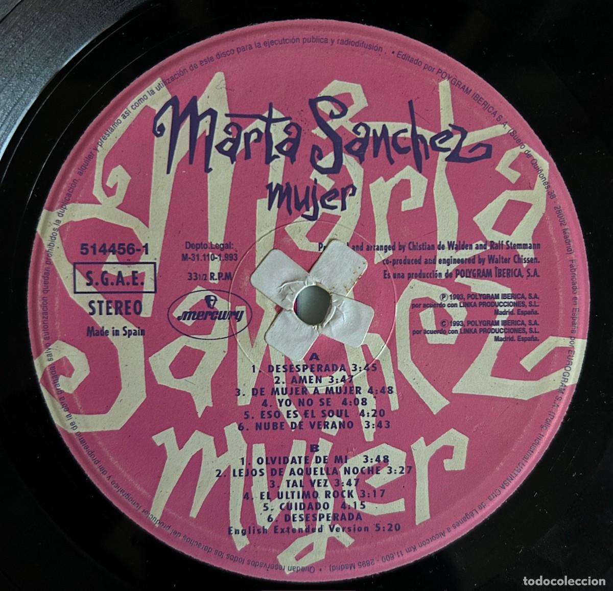 Discos de vinilo: Marta Sanchez. Mujer.VG/Good.1993.Spain - Foto 2