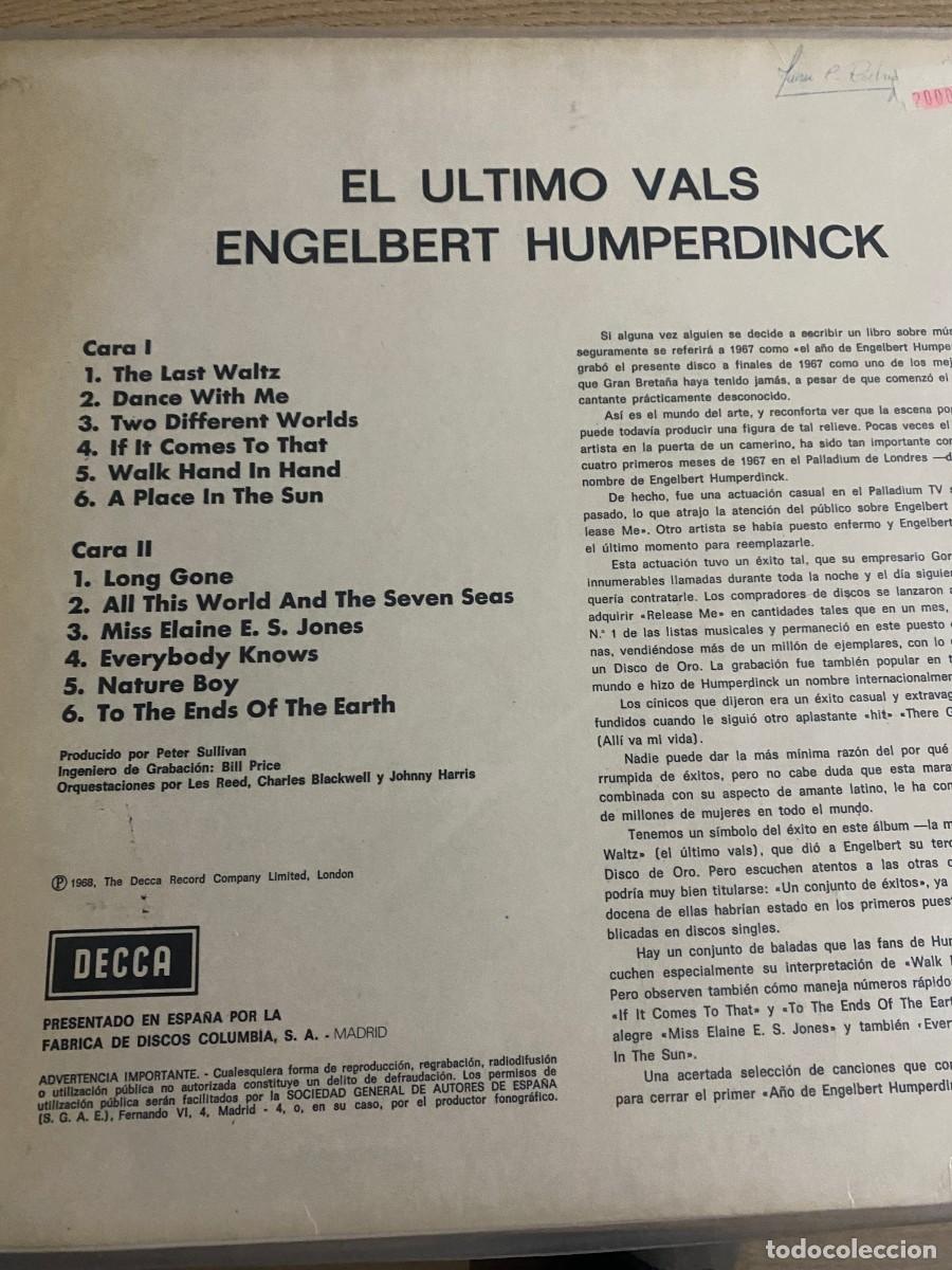 Discos de vinilo: ENGELBERT HUMPERDINCK THE LAST WALTZ - Foto 2