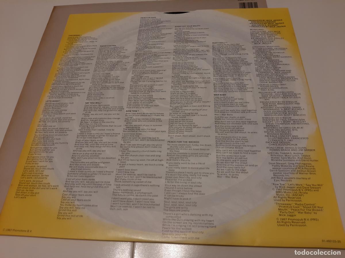 Discos de vinilo: MICK JAGGER -PRIMITIVE COOL- (1987) LP DISCO VINILO - Foto 7
