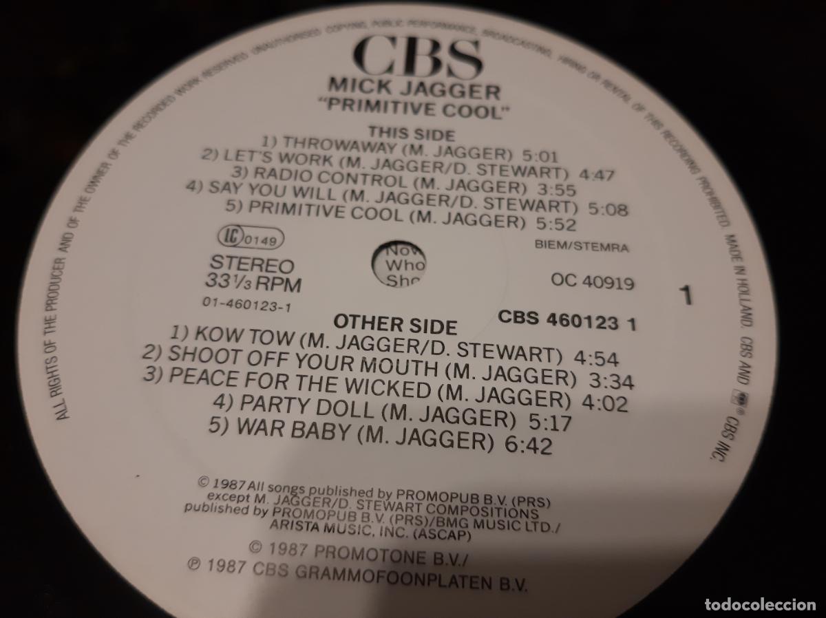 Discos de vinilo: MICK JAGGER -PRIMITIVE COOL- (1987) LP DISCO VINILO - Foto 9