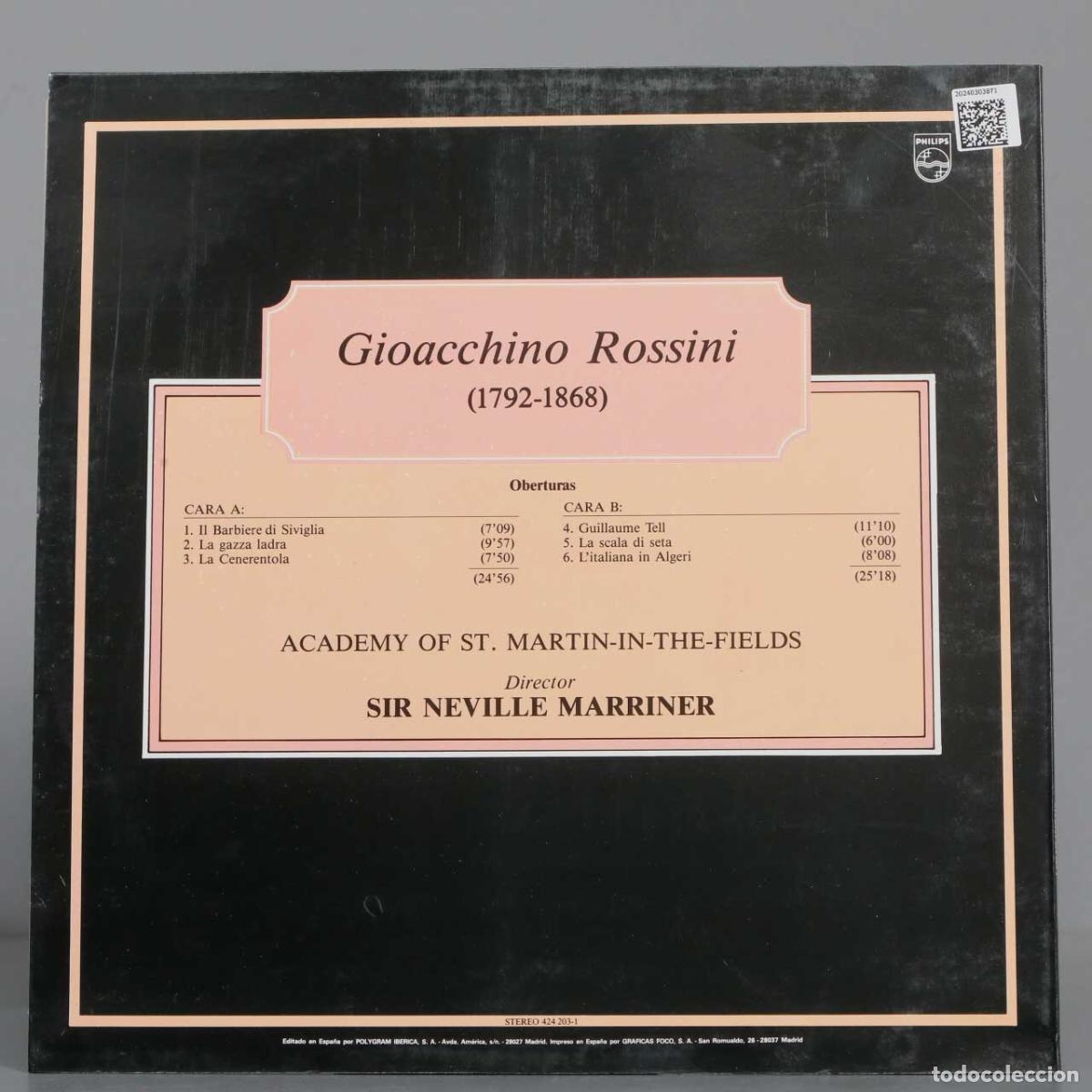 Discos de vinilo: LP. ROSSINI. OBERTURAS. MARRINER - Foto 2