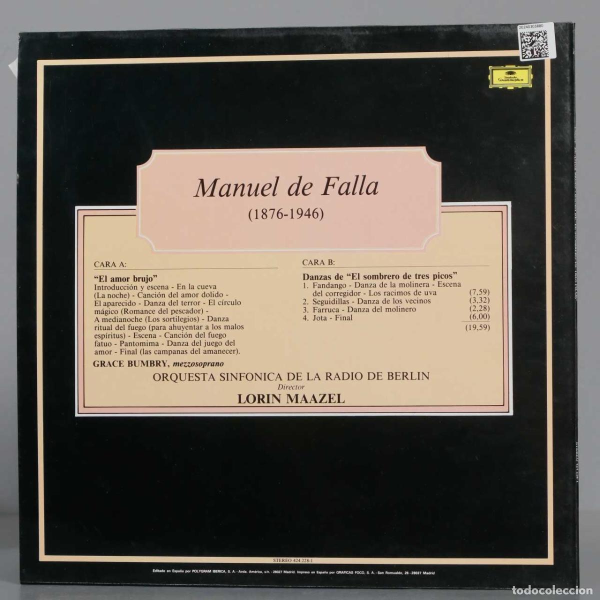 Discos de vinilo: LP. FALLA. AMOR BRUJO. MAAZEL - Foto 2