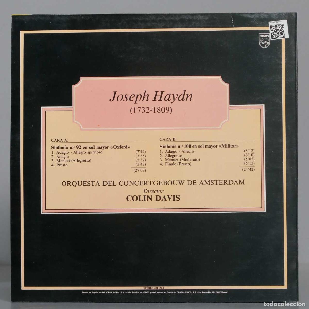 Discos de vinilo: LP. HAYDN. SINFONIA 92 100. DAVIS - Foto 2