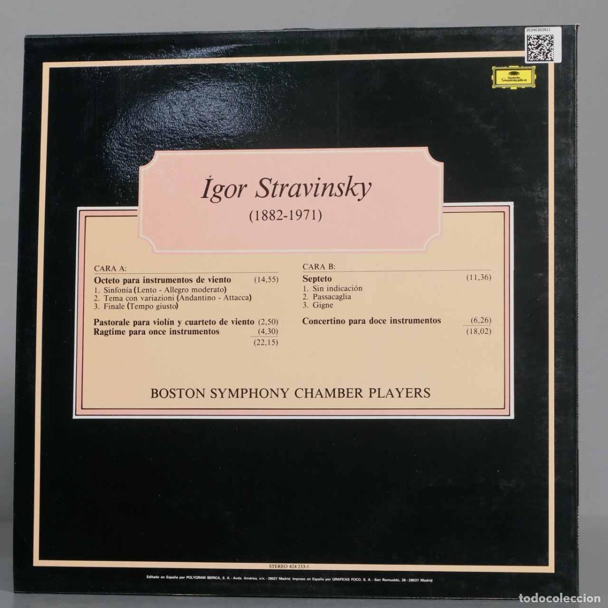 Discos de vinilo: LP. STRAVINSKY. OCTETO PARA INSTRUMENTOS DE VIENTO - Foto 2