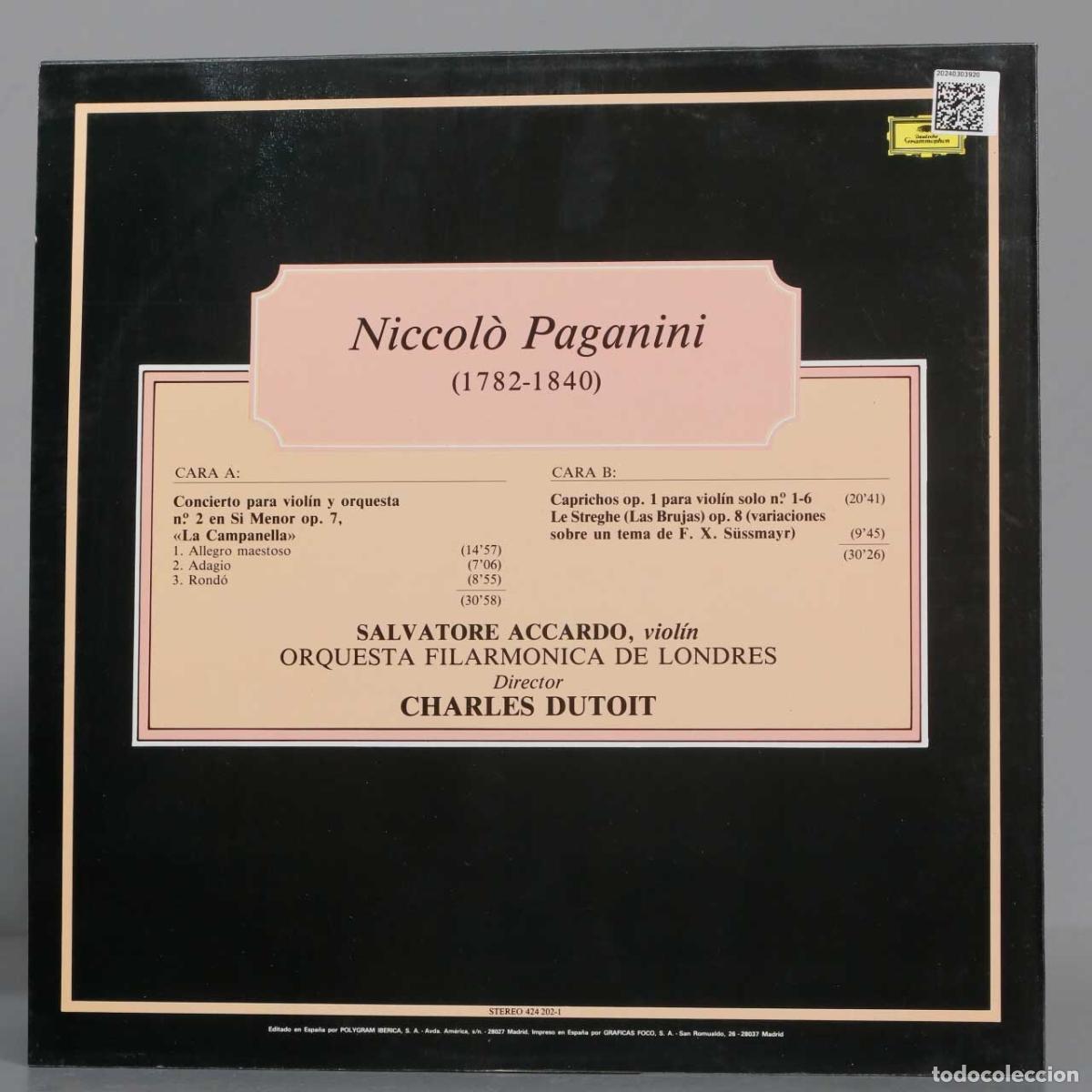 Discos de vinilo: LP. PAGANINI. IO 7 OP 1 8. DUTOIT - Foto 2