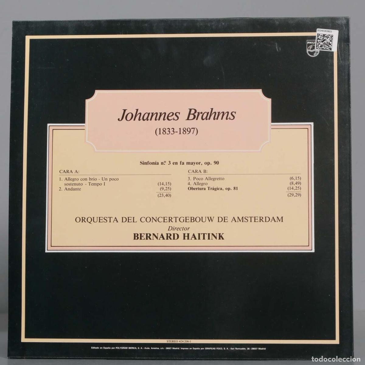 Discos de vinilo: LP. BRAHMS. OP 90 81. HAITINK - Foto 2