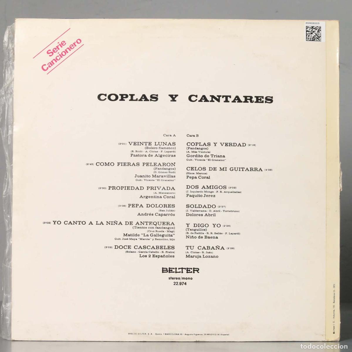 Discos de vinilo: LP. Coplas Y Cantares - Foto 2