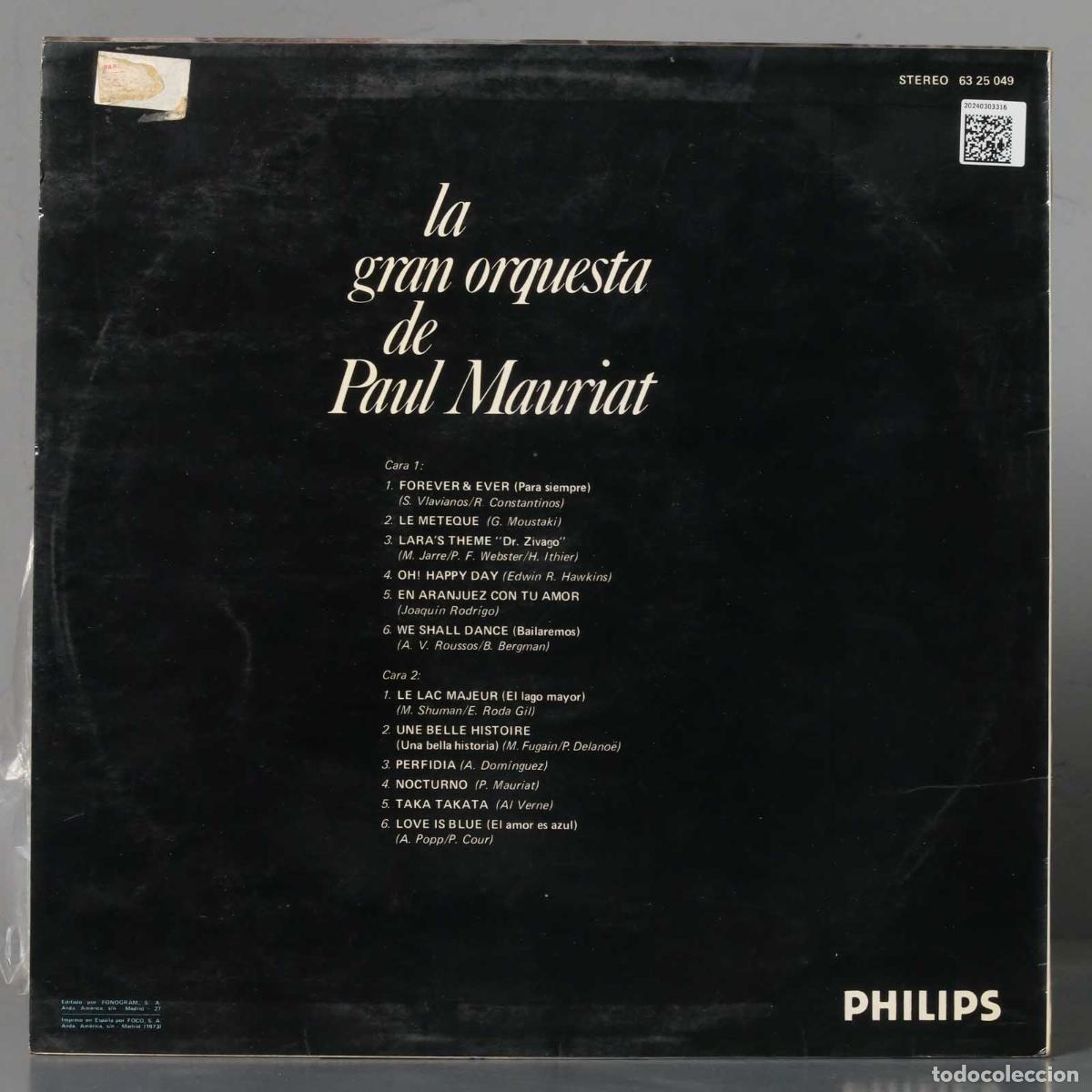 Discos de vinilo: LP. LA GRAN ORQUESTA DE PAUL MAURIAT - Foto 2
