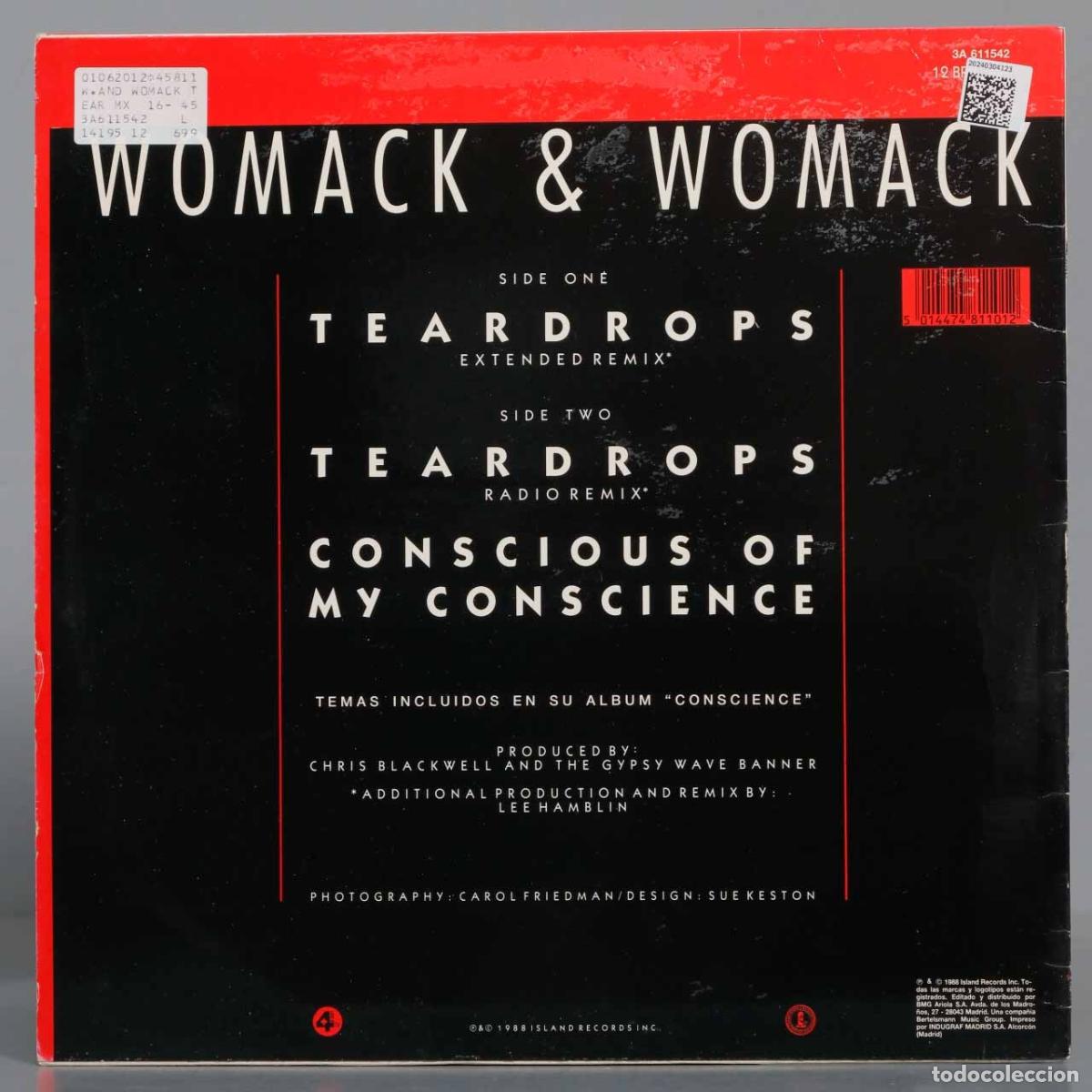 Discos de vinilo: MAXI-SINGLE. Womack and Womack &ndash; Teardrops - Foto 2