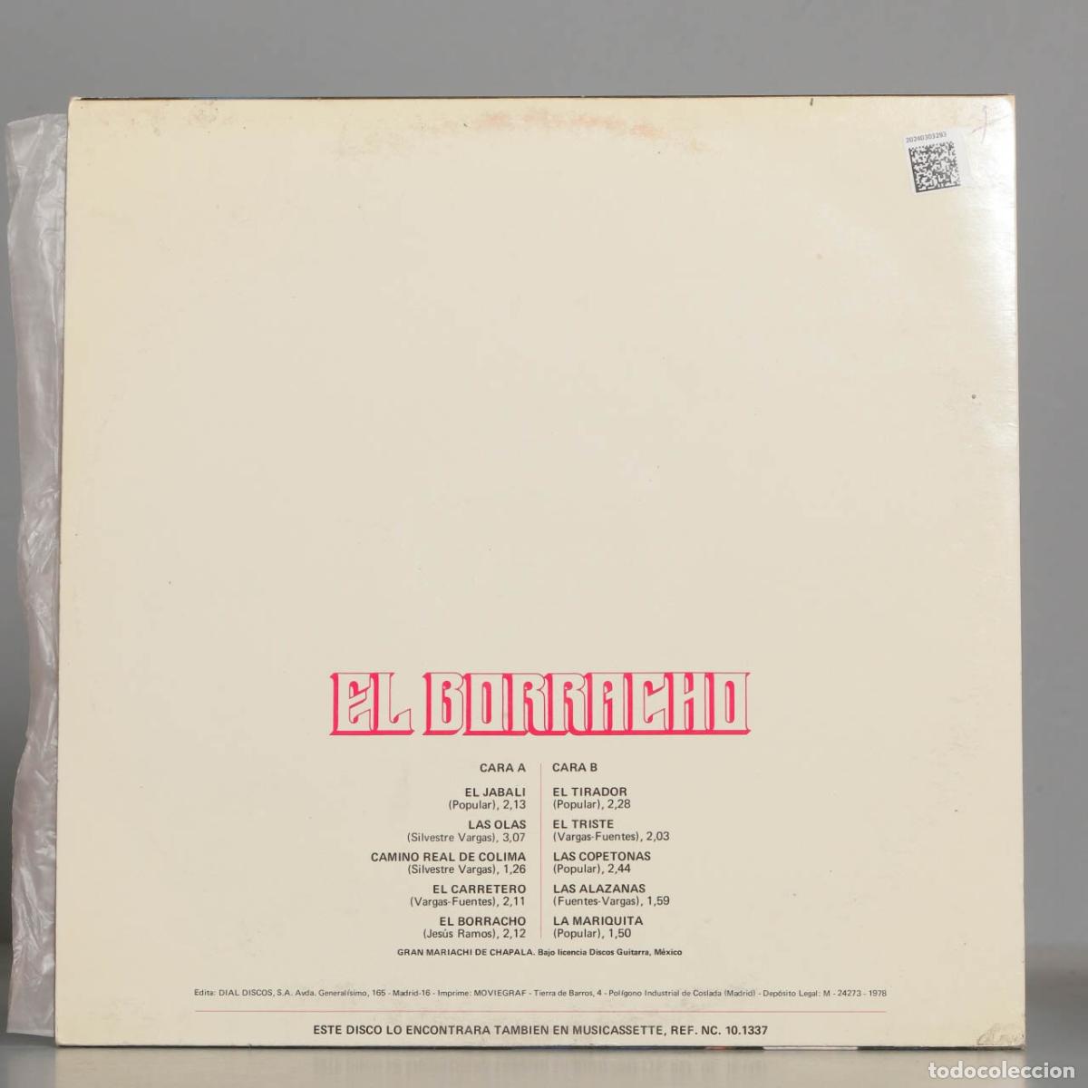 Discos de vinilo: LP. Gran Mariachi De Chapala &ndash; El borracho - Foto 2