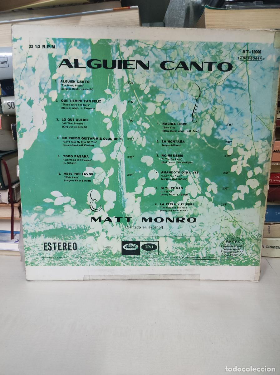 Discos de vinilo: Matt Monro &ndash; Alguien Cant&oacute; - Foto 2
