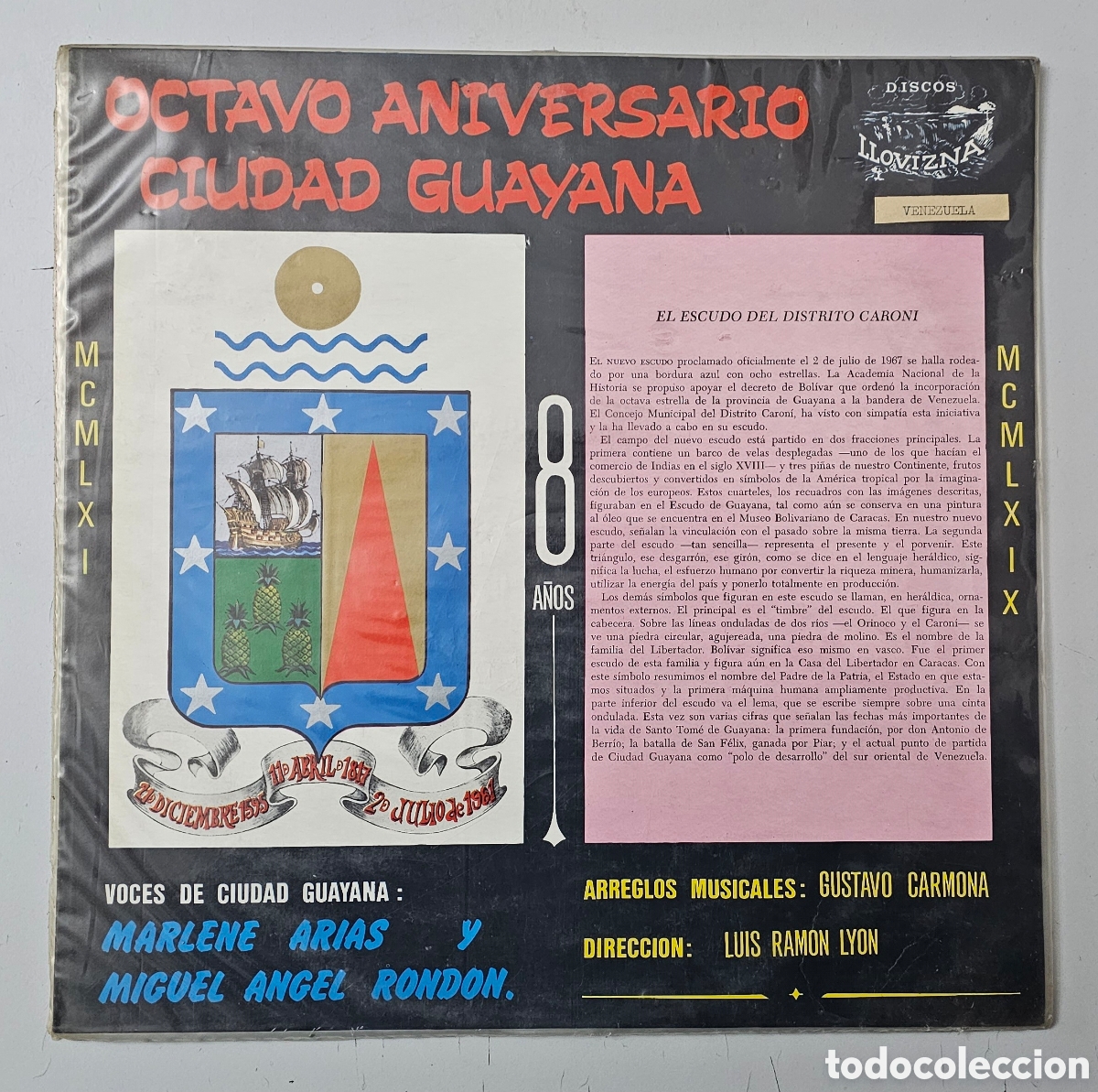 Disques de vinyle: LP OCTAVO ANIVERSARIO CIUDAD GUAYANA (Venezuela - Discos Llovizna - 1961) MUY RARO