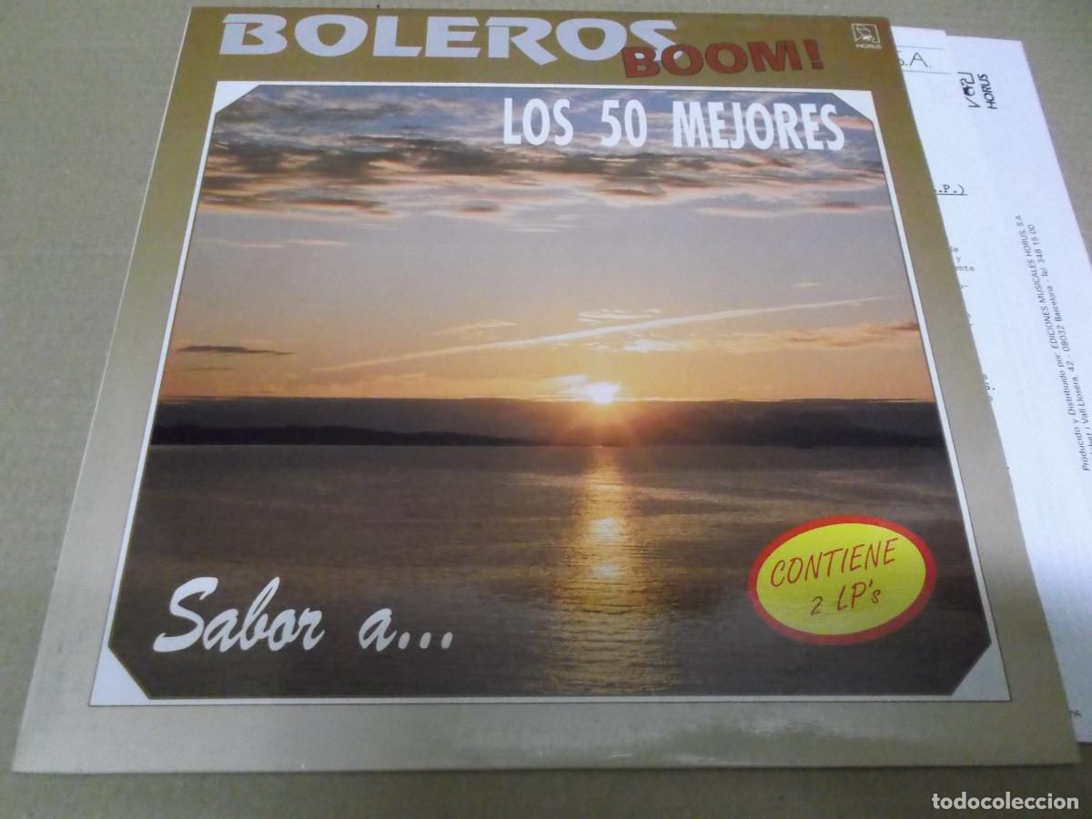 Discos de vinil: BOLEROS BOOM / LOS 50 MEJORES (LP) (VER FOTO CONTENIDO COMPLETO) A&Ntilde;O &ndash; 1990 &ndash; DOBLE DISCO &ndash; HOJAS PR
