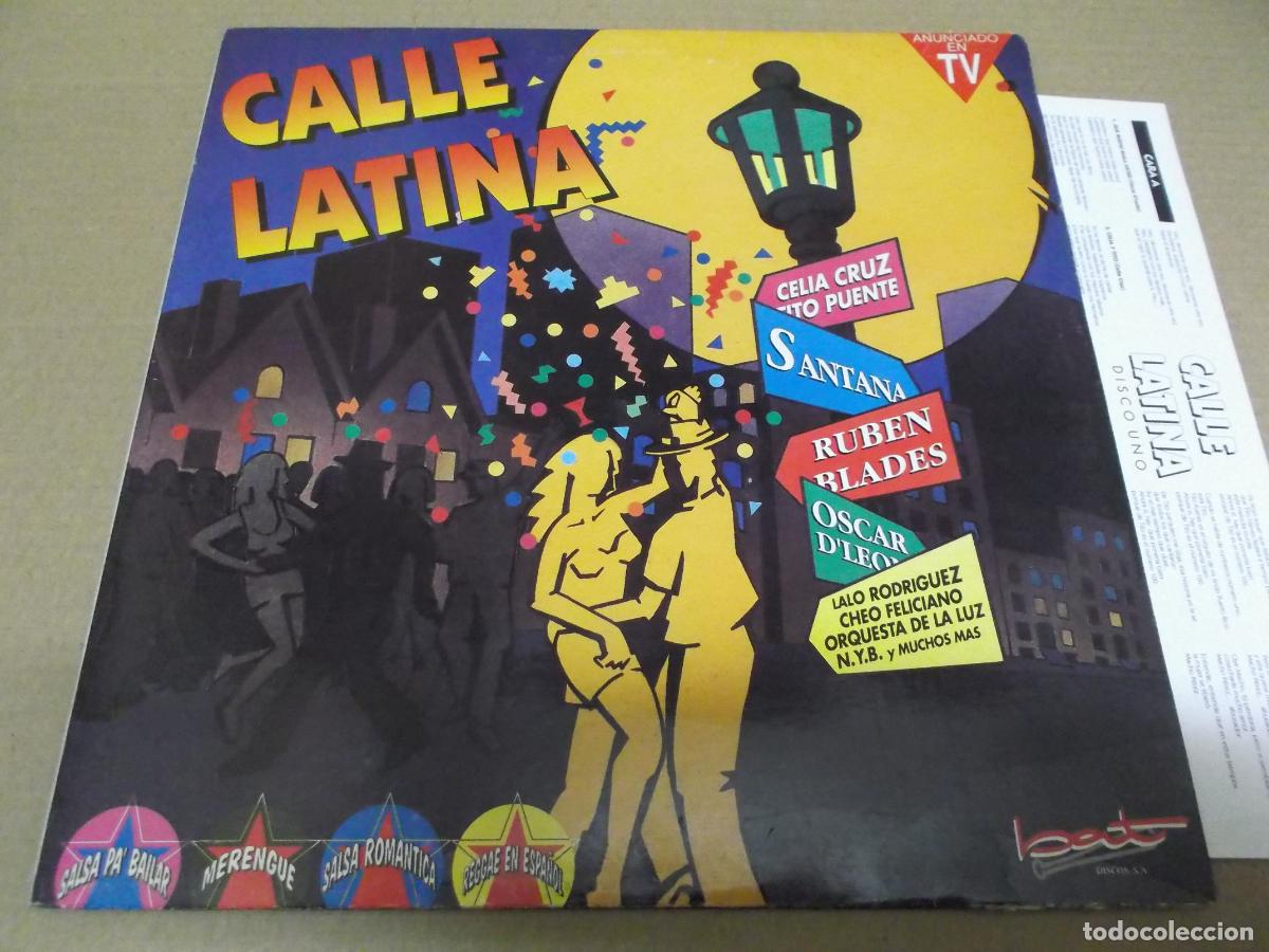 Discos de vinilo: CALLE LATINA (LP) (VER FOTO CONTENIDO COMPLETO) A&Ntilde;O &ndash; 1992 &ndash; DOBLE DISCO PORTADA ABIERTA &ndash; HOJA CON