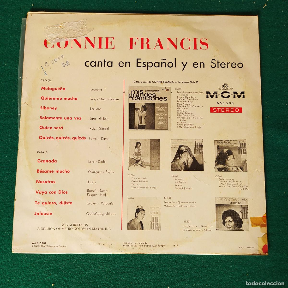 Discos de vinilo: Connie Francis &ndash; Canta En Espa&ntilde;ol Y En Stereo - Foto 2