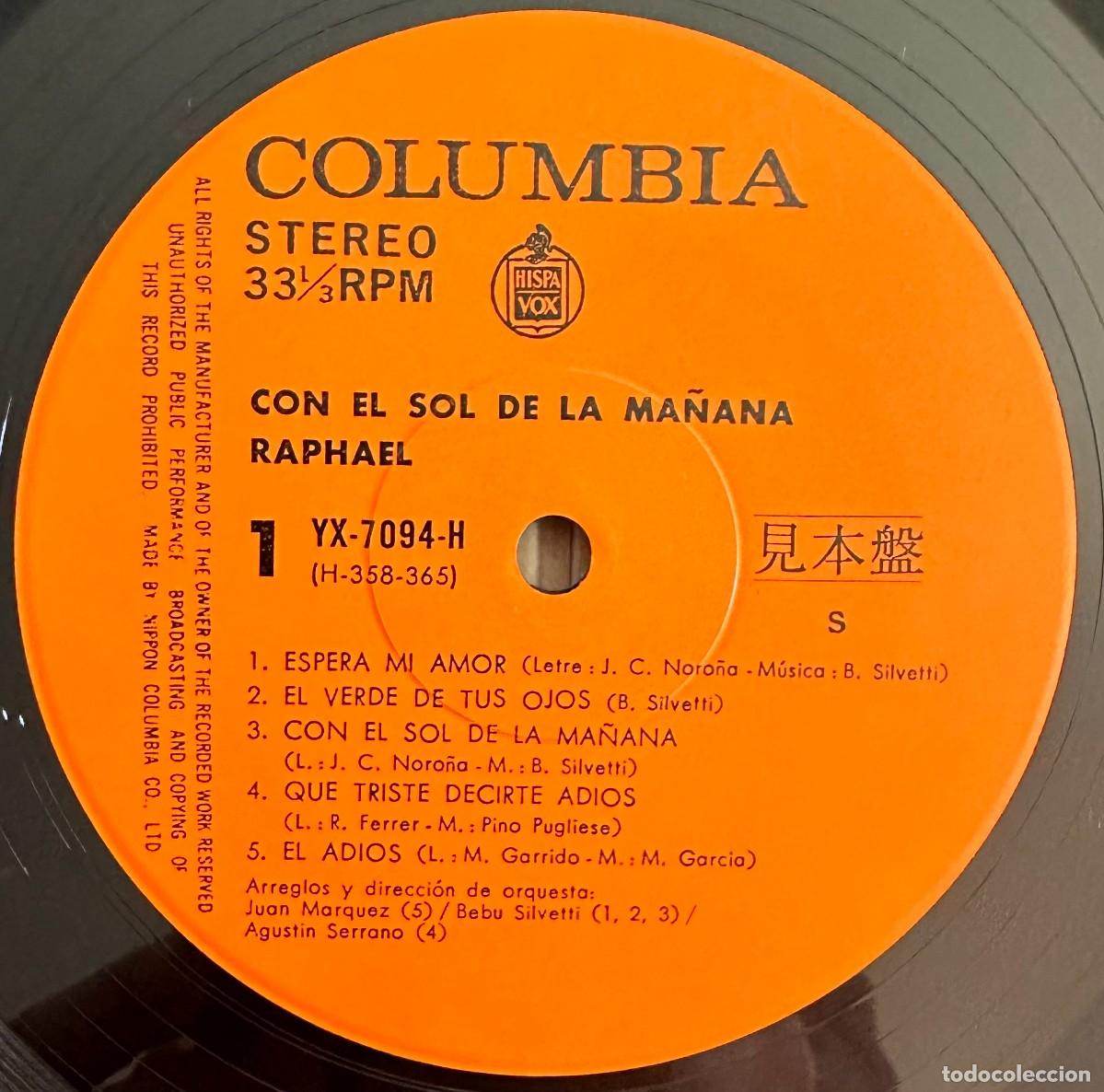 Discos de vinilo: RAPHAEL LP EL SOL JAPON PROMO + OBI INSERT EX+ - Foto 4