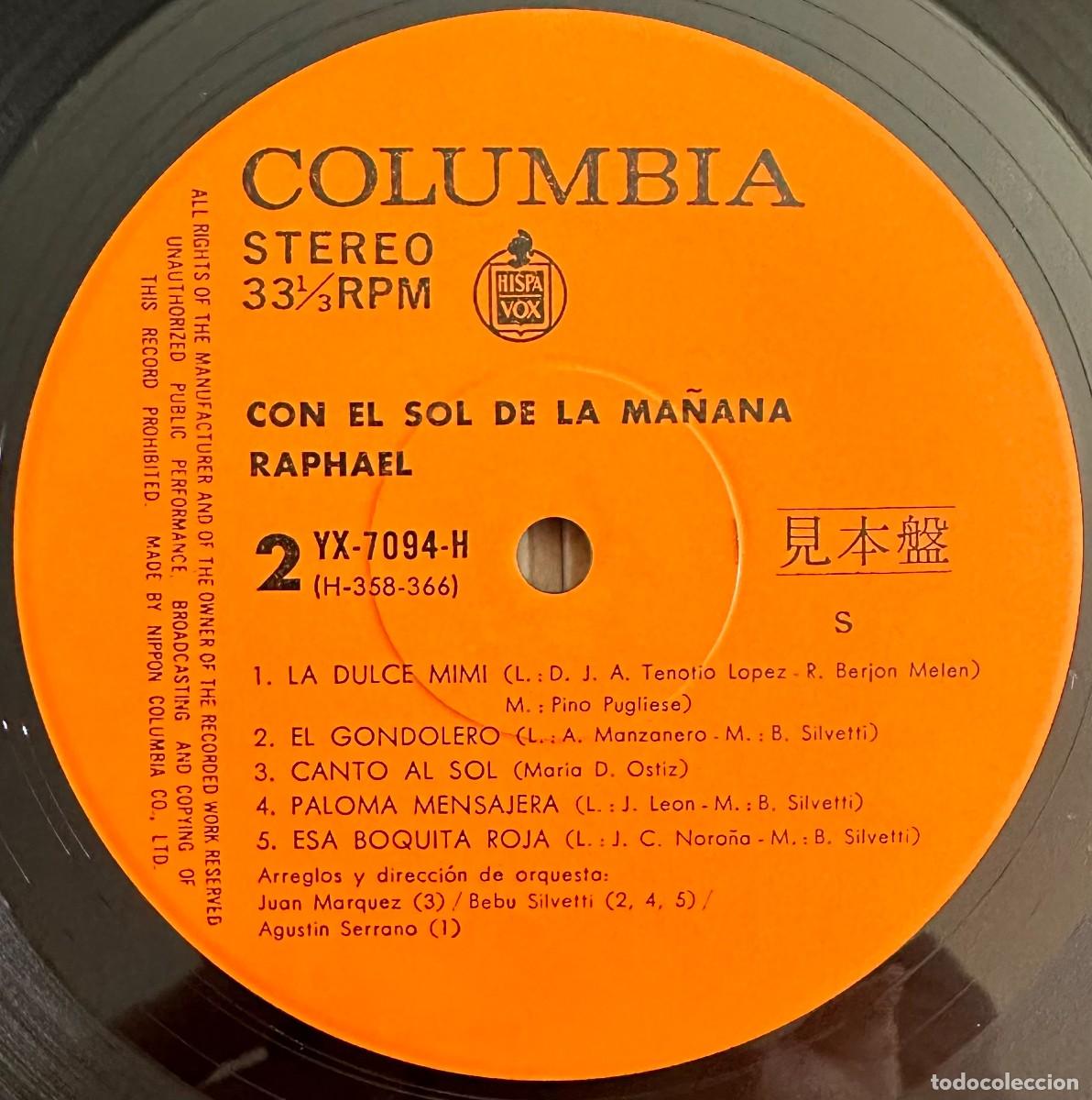 Discos de vinilo: RAPHAEL LP EL SOL JAPON PROMO + OBI INSERT EX+ - Foto 5
