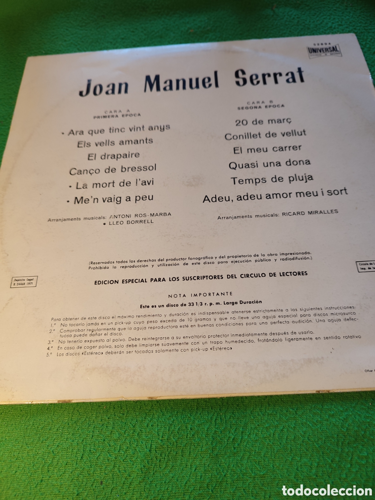 Discos de vinilo: Joan Manuel Serrat - En catal&aacute;n - Foto 2