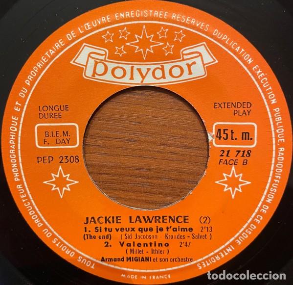 Discos de vinilo: Jackie Lawrence &ndash; Tout Me Parle De Toi Label: Polydor &lrm;&ndash; 21 718 Format: Vinyl, 7&rdquo;, 45 RPM, EP Count