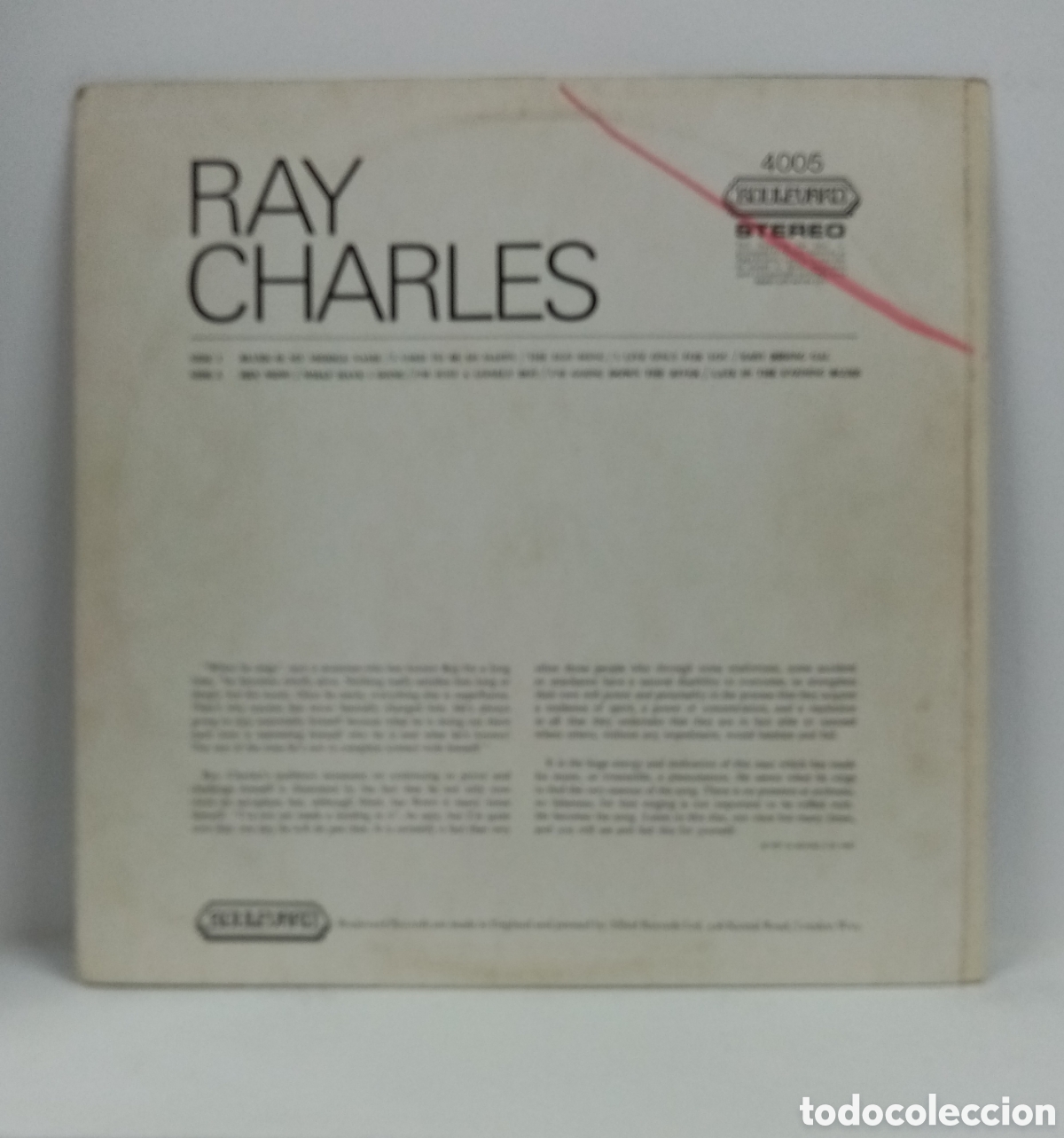 Discos de vinilo: RAY CHARLES &rdquo;RAY CHARLES&rdquo; LP. COMP. U.K. 1971 - Foto 2