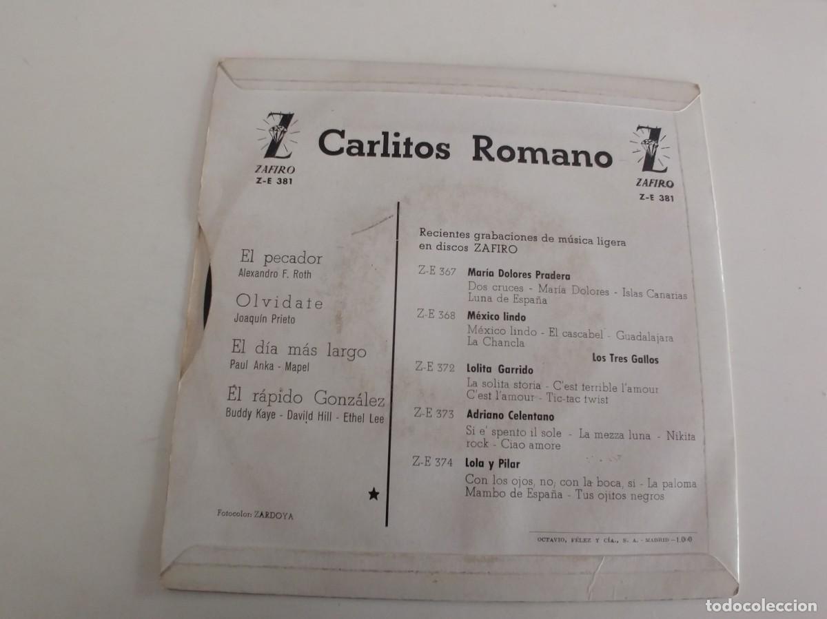 Discos de vinilo: CARLITOS ROMANO-EP EL PECADOR +3 - Foto 2