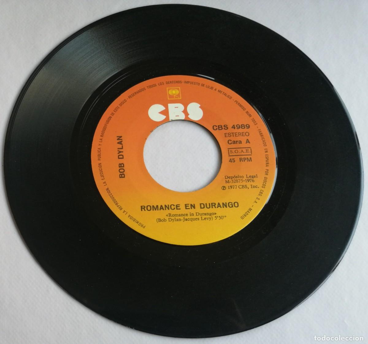 Discos de vinilo: Bob Dylan, Romance En Durango, CBS 4989 - Foto 3