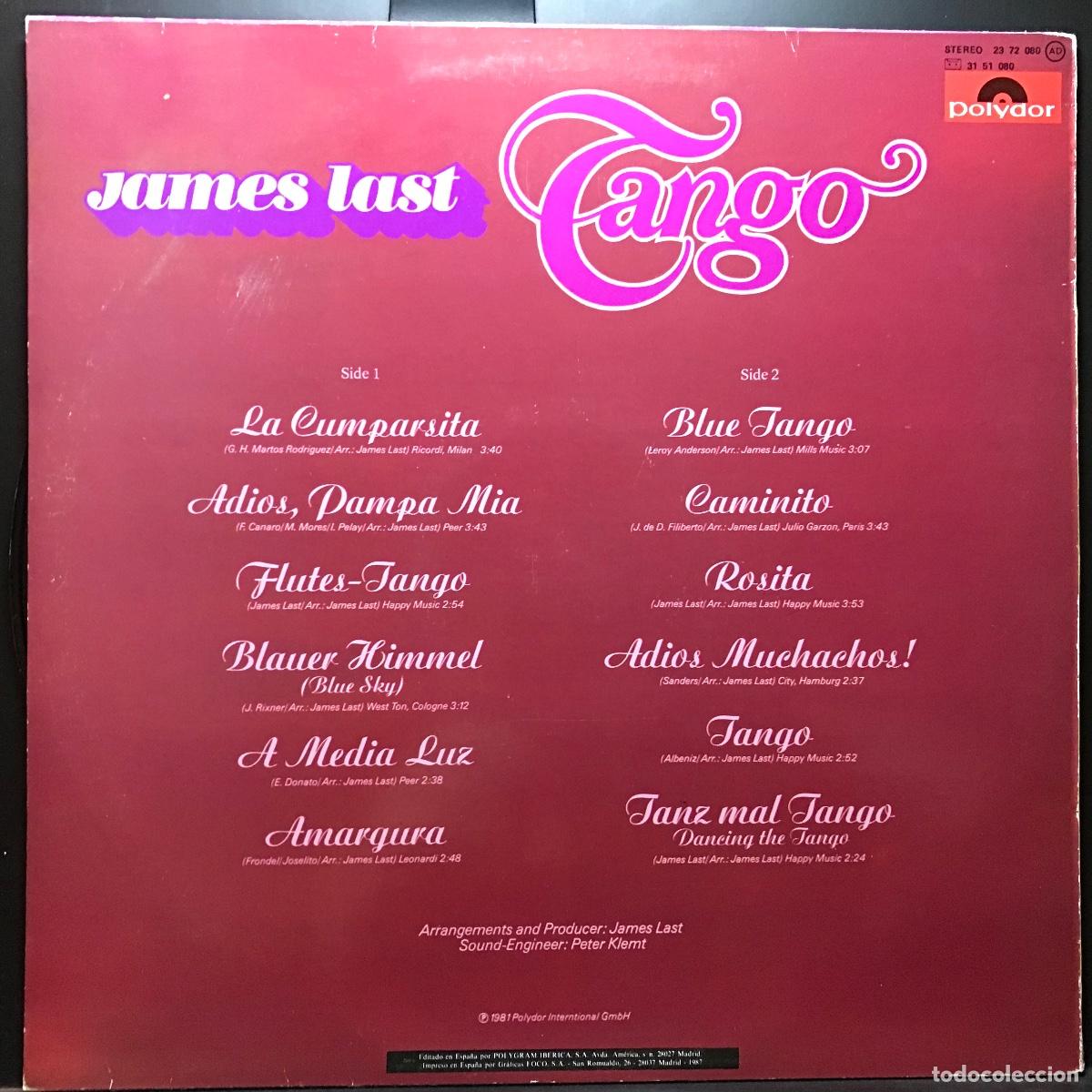 Discos de vinilo: James Last ● Tango ● Vinyl, LP, SPAIN 1981 - Foto 5