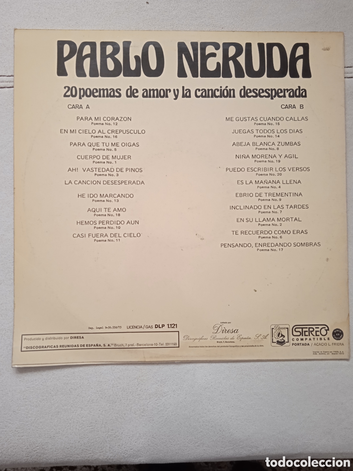 Discos de vinilo: LP Pablo Neruda - Foto 2