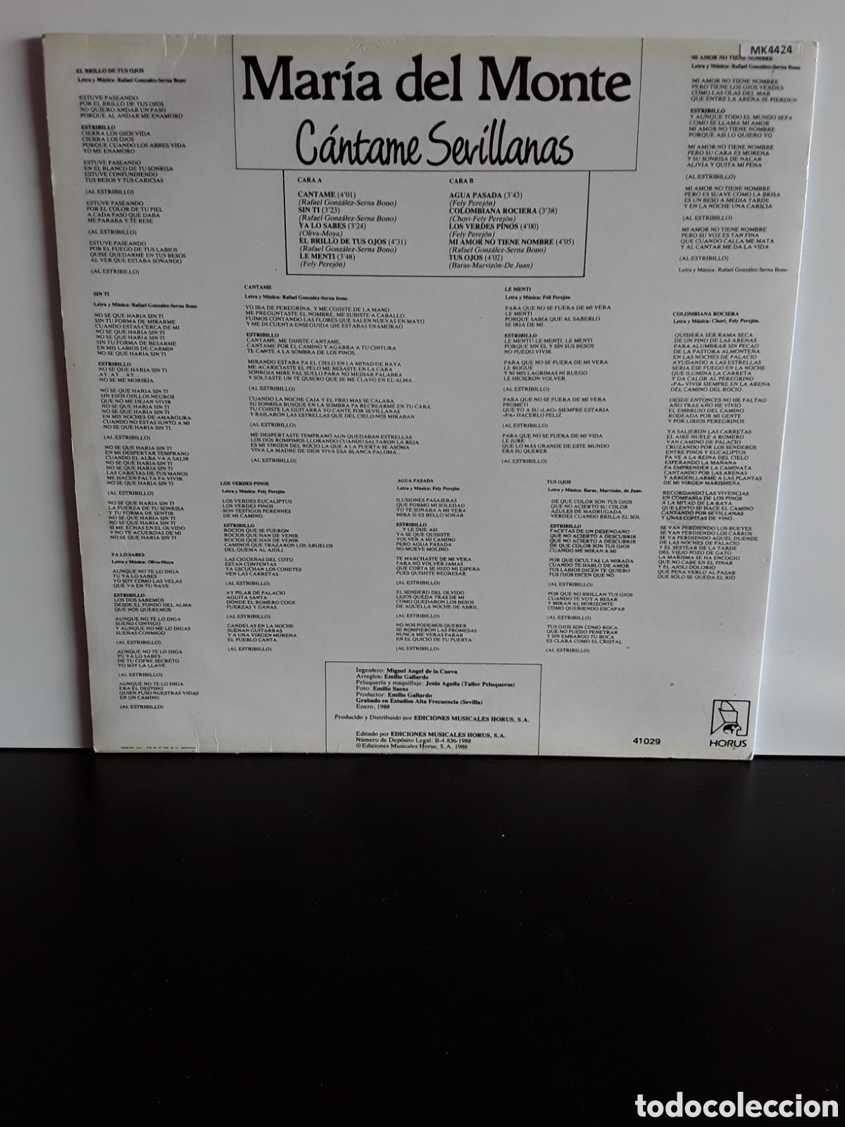 Discos de vinilo: Mar&iacute;a Del Monte &lrm;&ndash; C&aacute;ntame Sevillanas - Foto 2