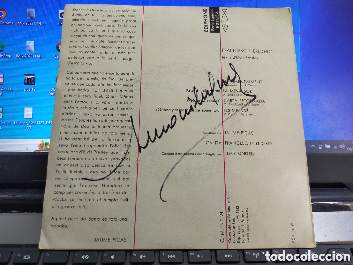 Discos de vinilo: Francesc heredero ep amic elvis 1963 escuchado - Foto 2