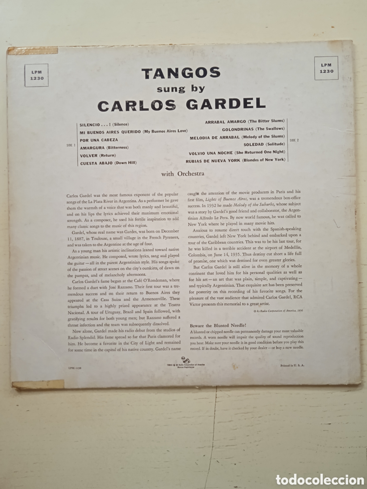 Discos de vinilo: LP Carlos Gardel - Foto 2
