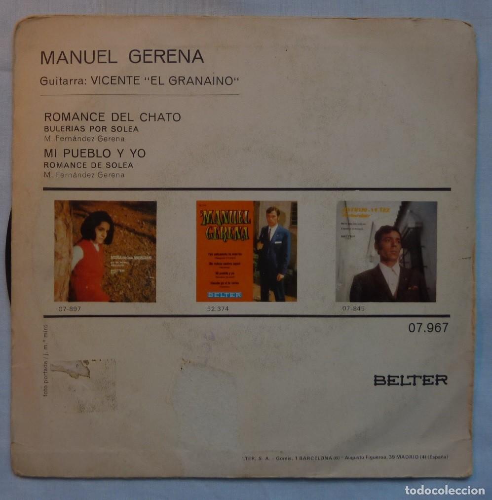 Discos de vinilo: MANUEL GERENA // ROMANCE DEL CHATO // 1971 // SINGLE - Foto 2