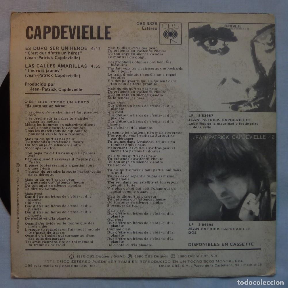 Discos de vinilo: JEAN-PATRICK CAPDEVIELLE // ES DURO SER UN HEROE // 1980 // SINGLE - Foto 2