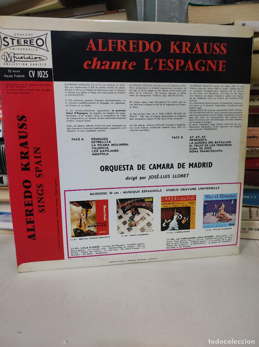 Discos de vinilo: ALFREDO KRAUS CHANTE ESPAGNE - Foto 2