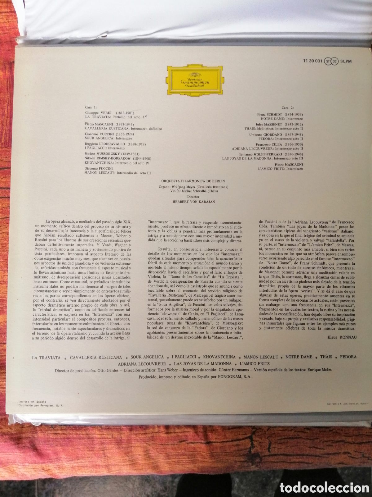 Discos de vinilo: Intermedios de opera Karajan vinilo - Foto 2