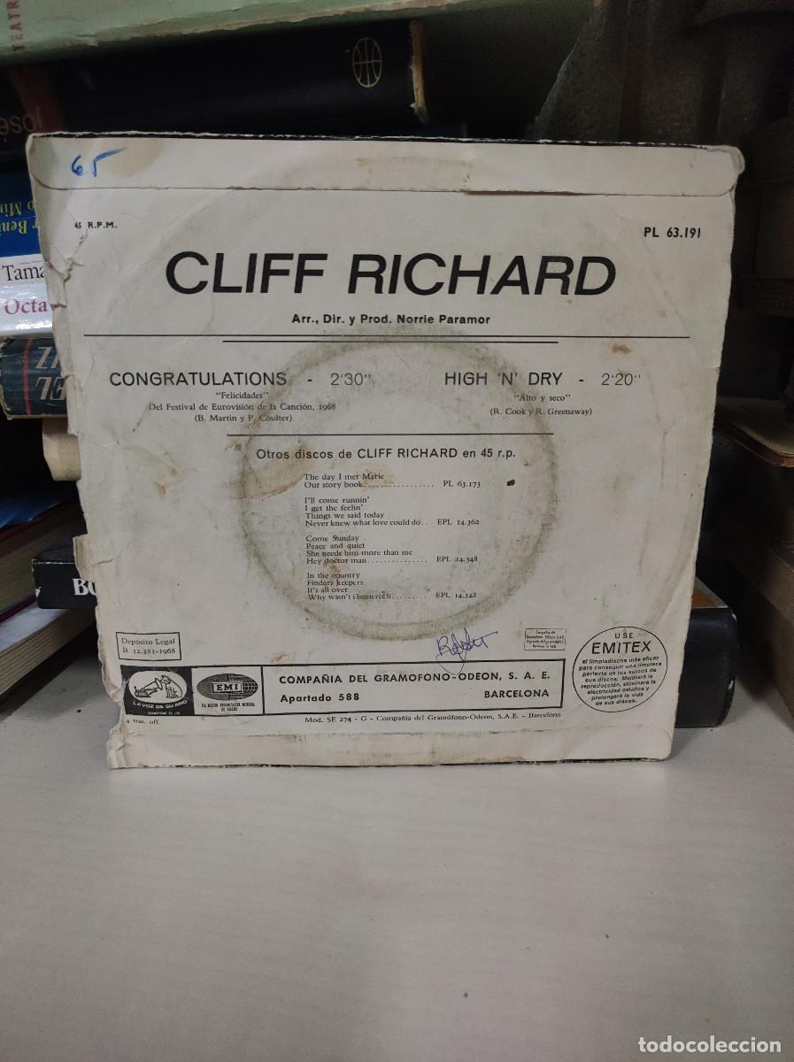 Discos de vinilo: Cliff Richard &ndash; Congratulations (Canta En Espa&ntilde;ol) - Foto 2