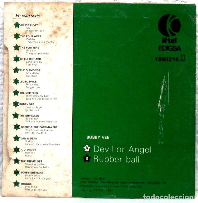 Discos de vinilo: BOBBY VEE - DEVIL OR ANGEL - RUBBER BALL - SINGLE - Foto 2