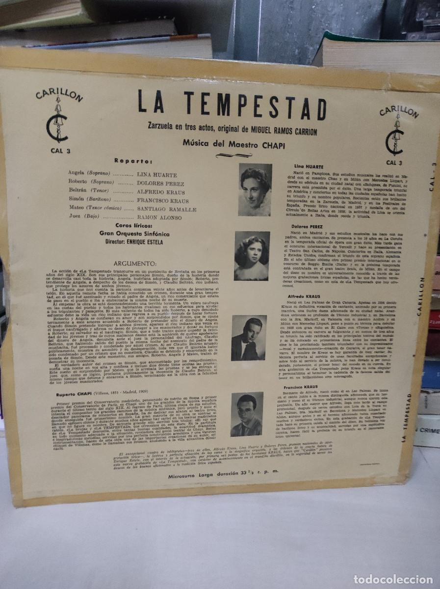 Discos de vinilo: LA TEMPESTAD ZARZUELA DE RAMOS CARRION - Foto 2