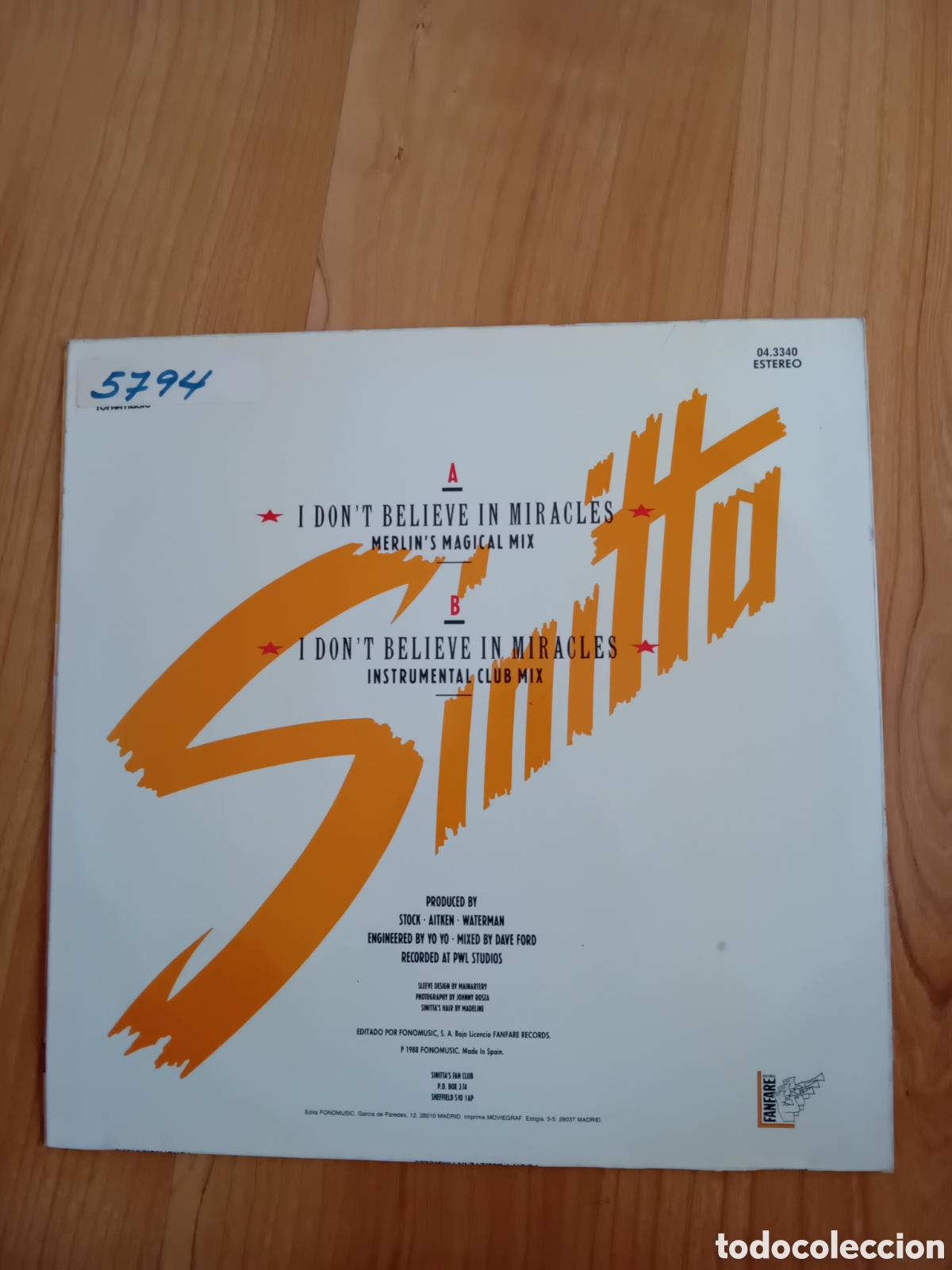 Discos de vinilo: SINITTA. I DONT BELIEVE IN MIRACLES - Foto 2