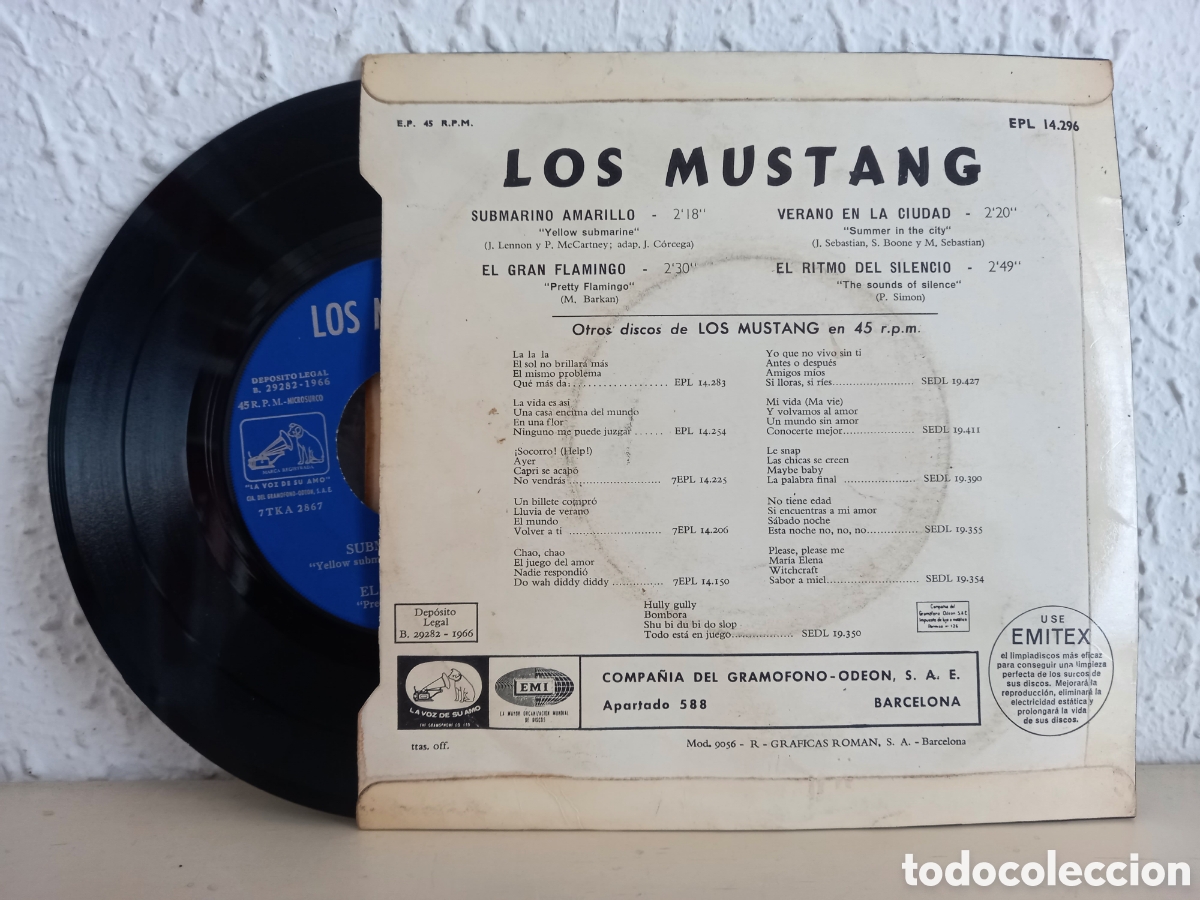 Discos de vinilo: LOS MUSTANG. El ritmo del silencio. EP 1966 - Foto 2