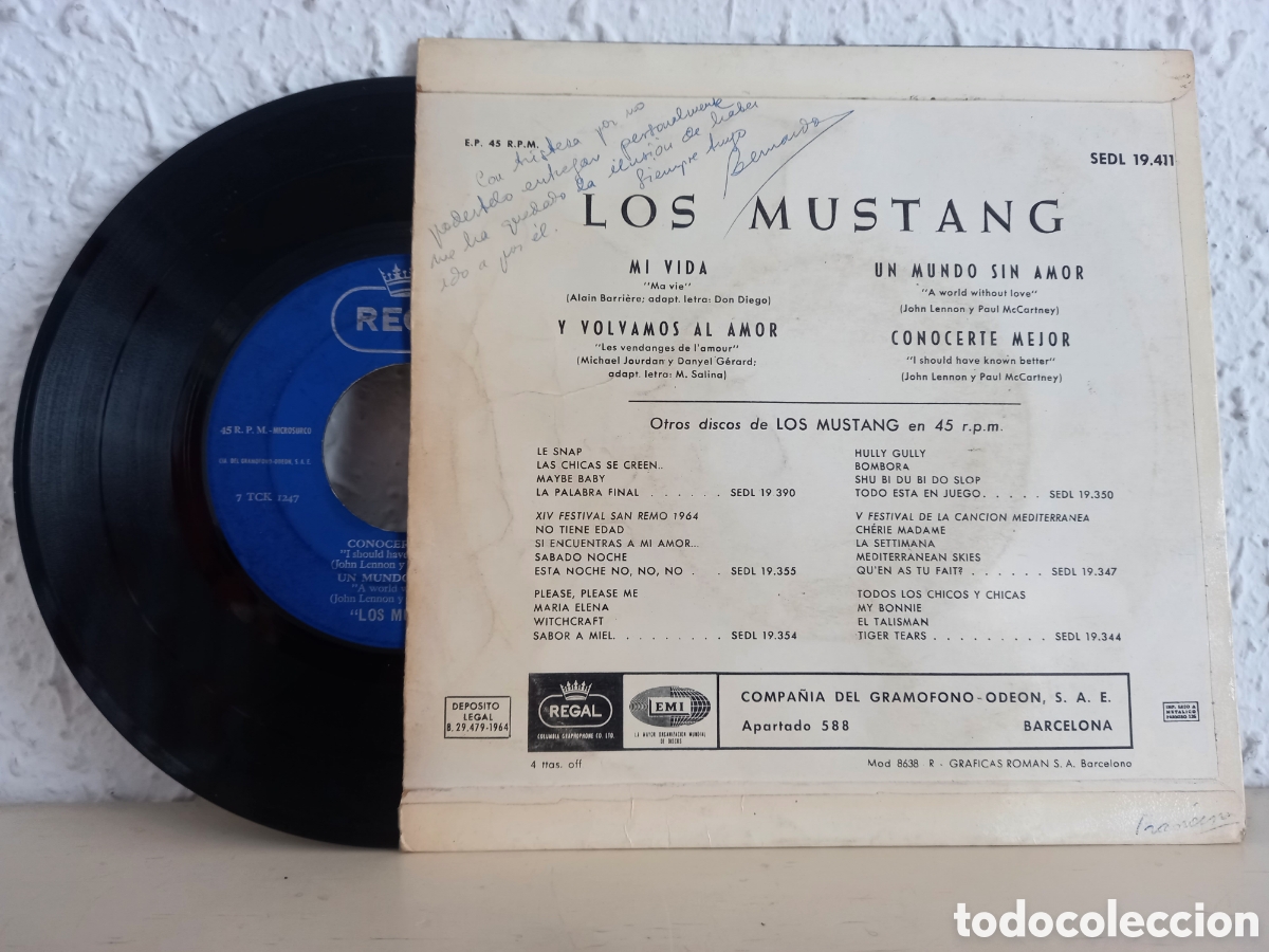 Discos de vinilo: LOS MUSTANG. Mi vida. EP 1964 - Foto 2