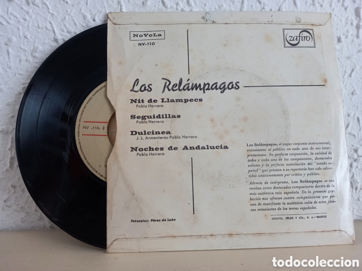 Discos de vinilo: LOS REL&Aacute;MPAGOS. Nit de Llampecs. EP ZAFIRO 1965 - Foto 2