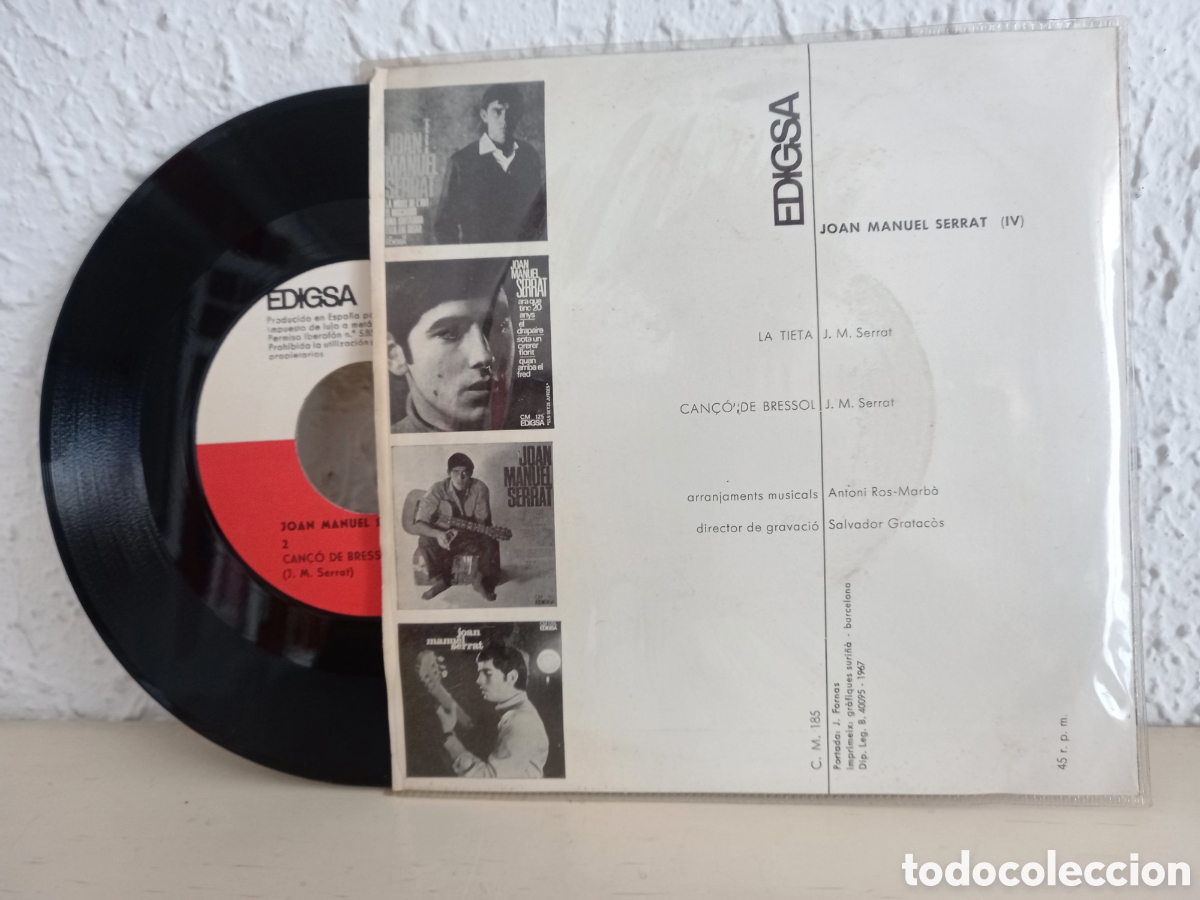 Discos de vinilo: JOAN MANUEL SERRAT. La Tieta. Single Edigsa 1967 - Foto 2
