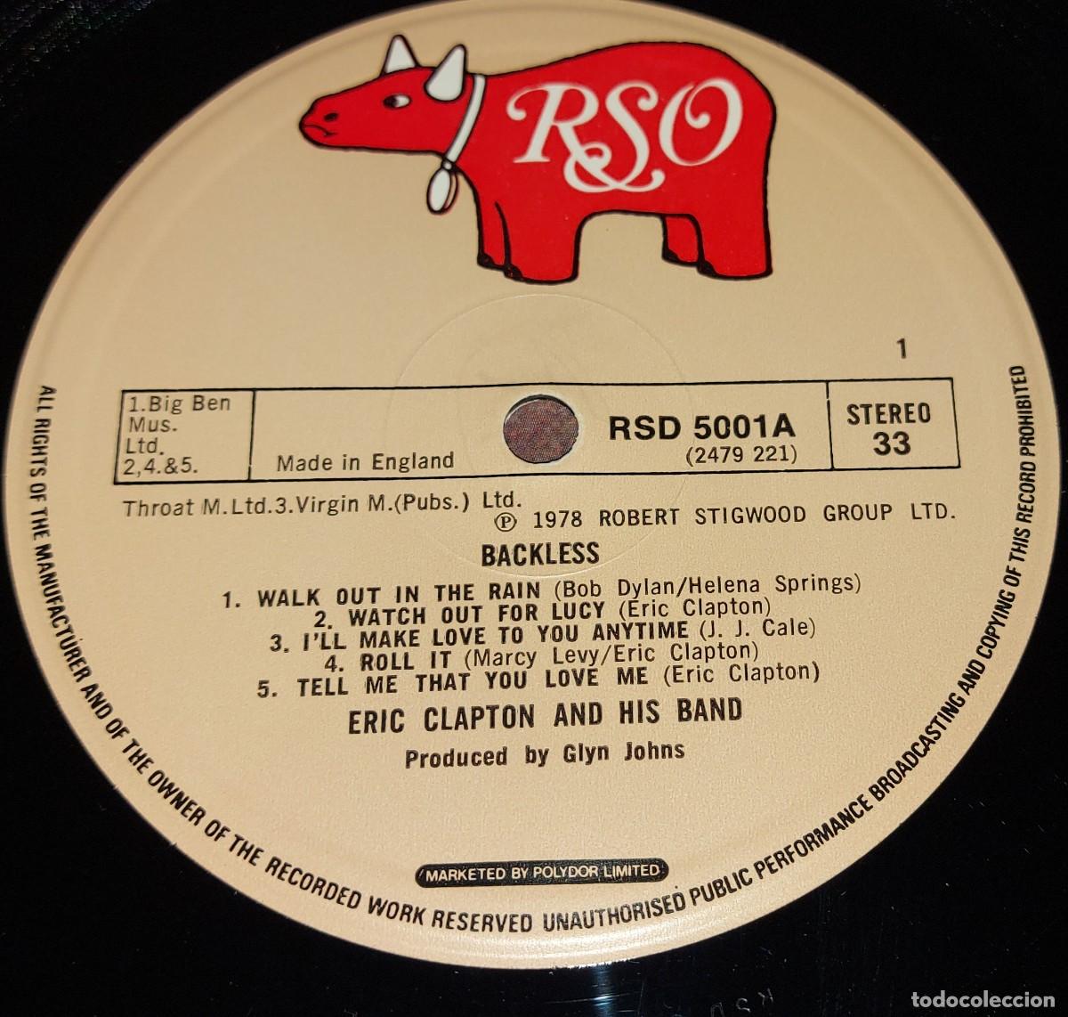 Discos de vinilo: LP ERIC CLAPTON BACKLESS RSO A&Ntilde;O 1978 ENGLAND - Foto 4